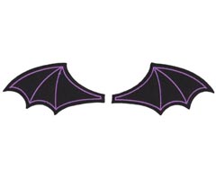 Bat Wings Patch - Black with Purple