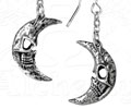 Skull Moon Dangler Earrings
