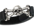 Skull n' Bones Leather Strap Bracelet by Alchemy