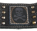 Mens Leather Cuff Bracelet - Antique Skull with Studs