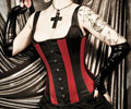 Rue Morgue Striation Strap Corset by Heavy Red Couture