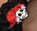 Day-of-the-Dead Fishnet Gloves With Skull And Roses