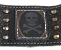 Leather Cuff Studded Bracelet - Antique Skull